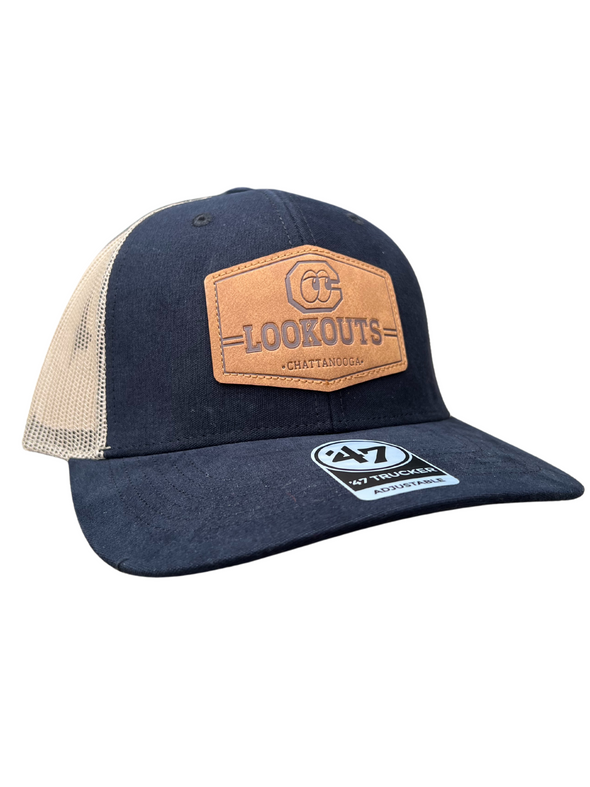 Chattanooga Lookouts Black Vintage Rawhide Trucker